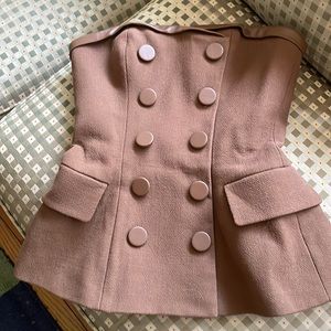 Sergio Hudson Wool & Leather Bustier - New w /tags